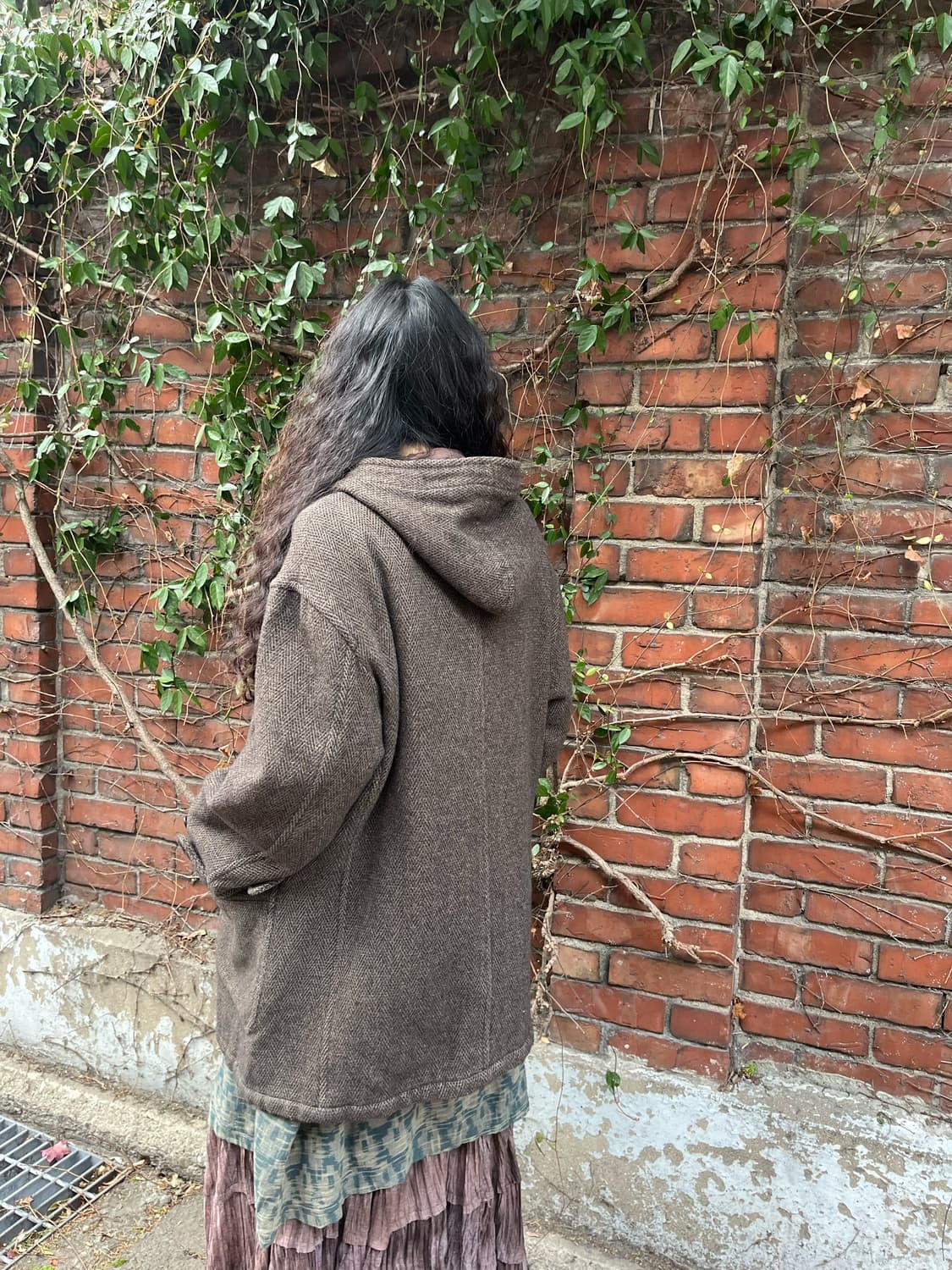 다크 브라운 오버 핏 후드 코트 상품이미지5