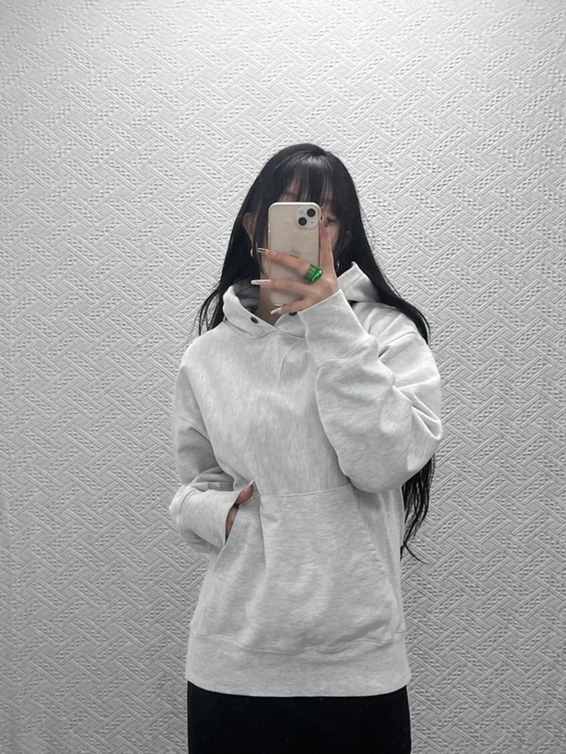 아웃스탠딩 빈티지 멜란지컬러 무지 후드티 S C08138 상품이미지1