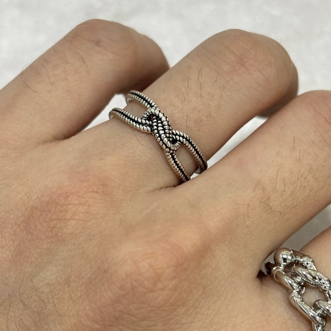 Oribell 킹크 꼬임 링크 925 스털링 실버 미니멀 오픈링 반지 상품이미지1