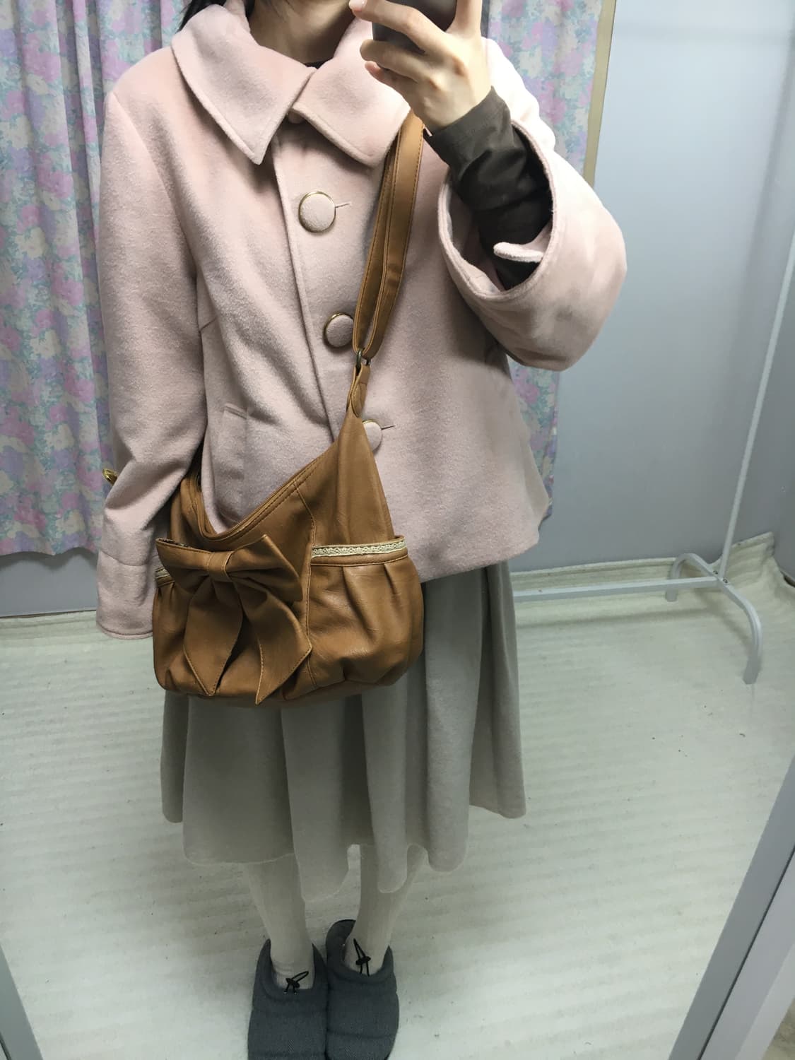 핑크 베이지 숏 코트 상품이미지5