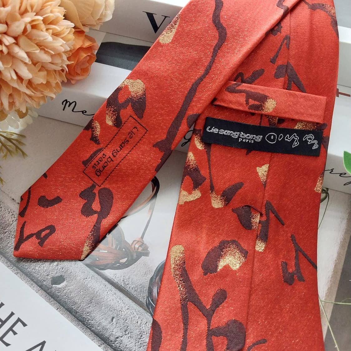 이상봉 파리스 실크 진오렌지 한글 넥타이 9cm A+등급 K1471
 상품이미지7