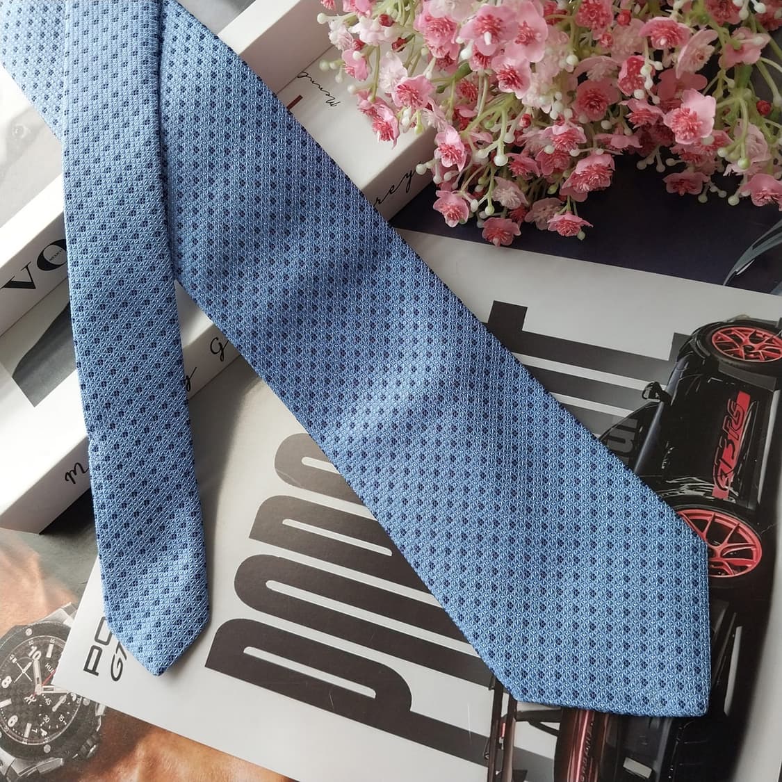 브룩스 브라더스 블루 도트 패턴 넥타이 8.3cm A+등급 K2573 상품이미지4