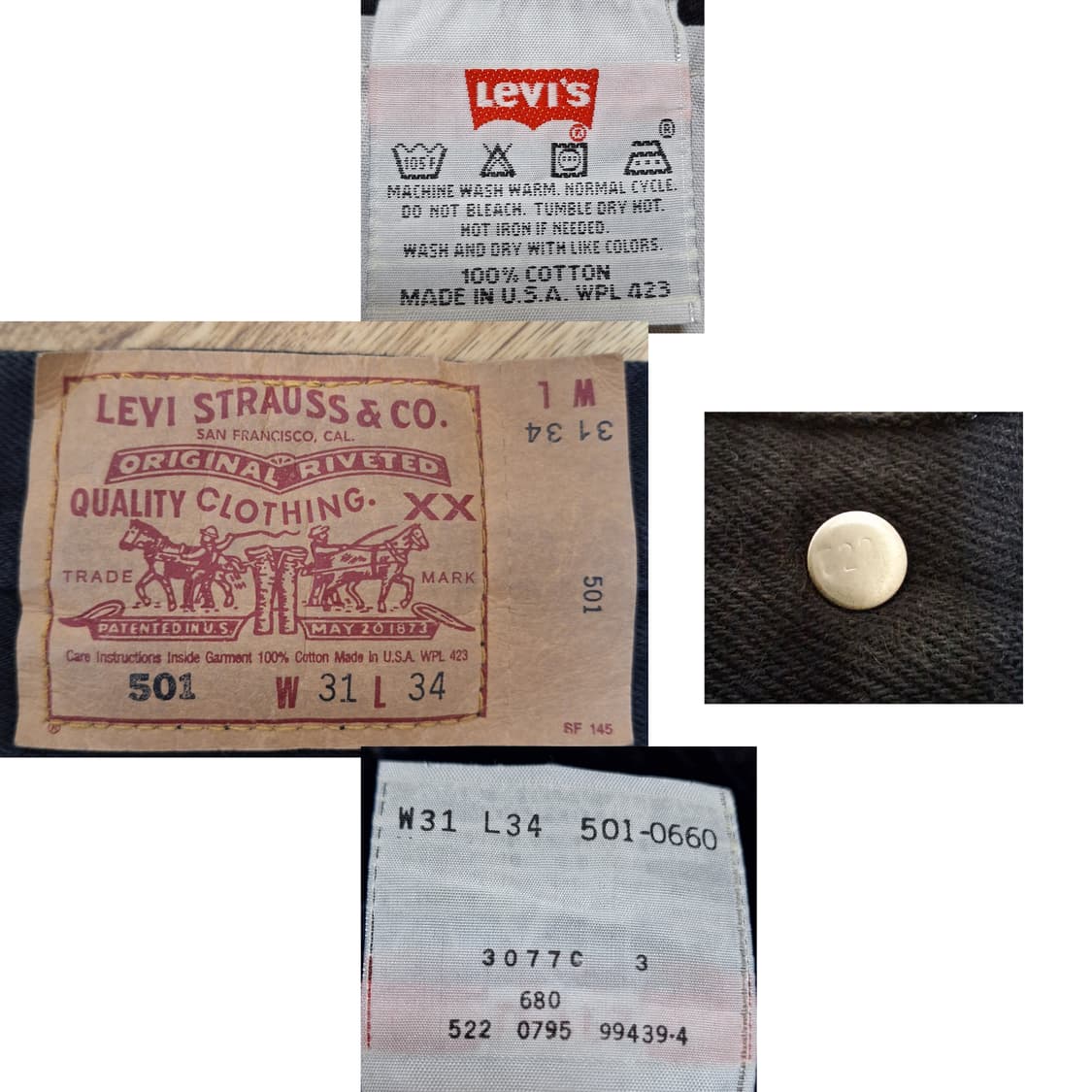 90s 미제 빈티지리바이스 501 블랙 31X34 상품이미지8