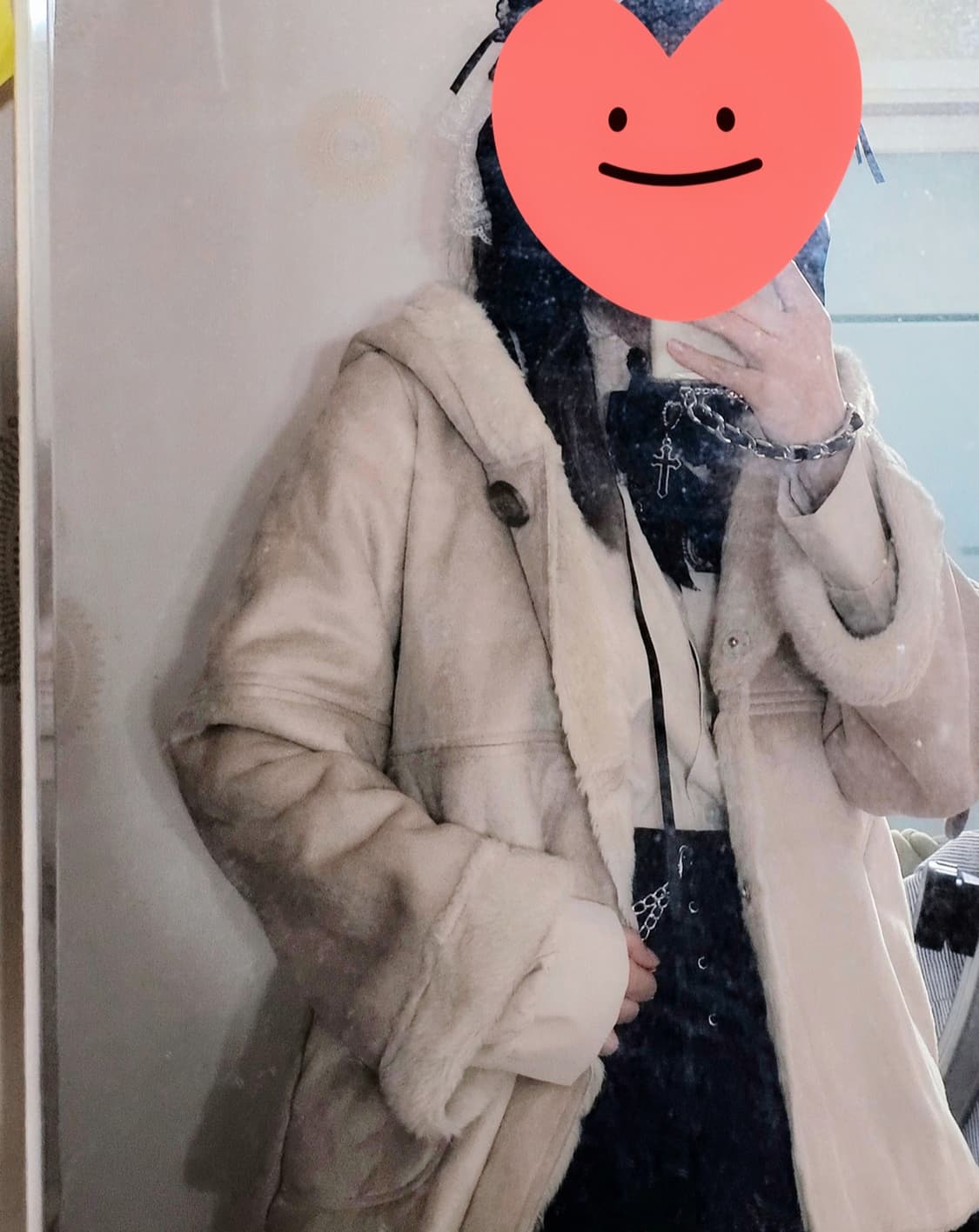 일본빈티지 캐주얼 양산형 지뢰계 세미로리타st 스웨이드 퍼 후드 자켓 상품이미지2