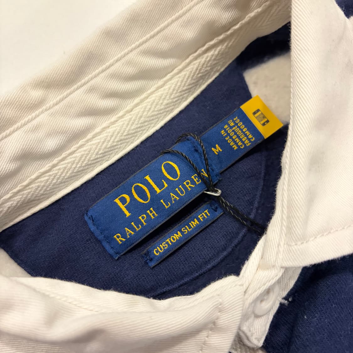 [M] 폴로 랄프로렌 큐알 신형 스트라이프 럭비티 네이비 B757 상품이미지4