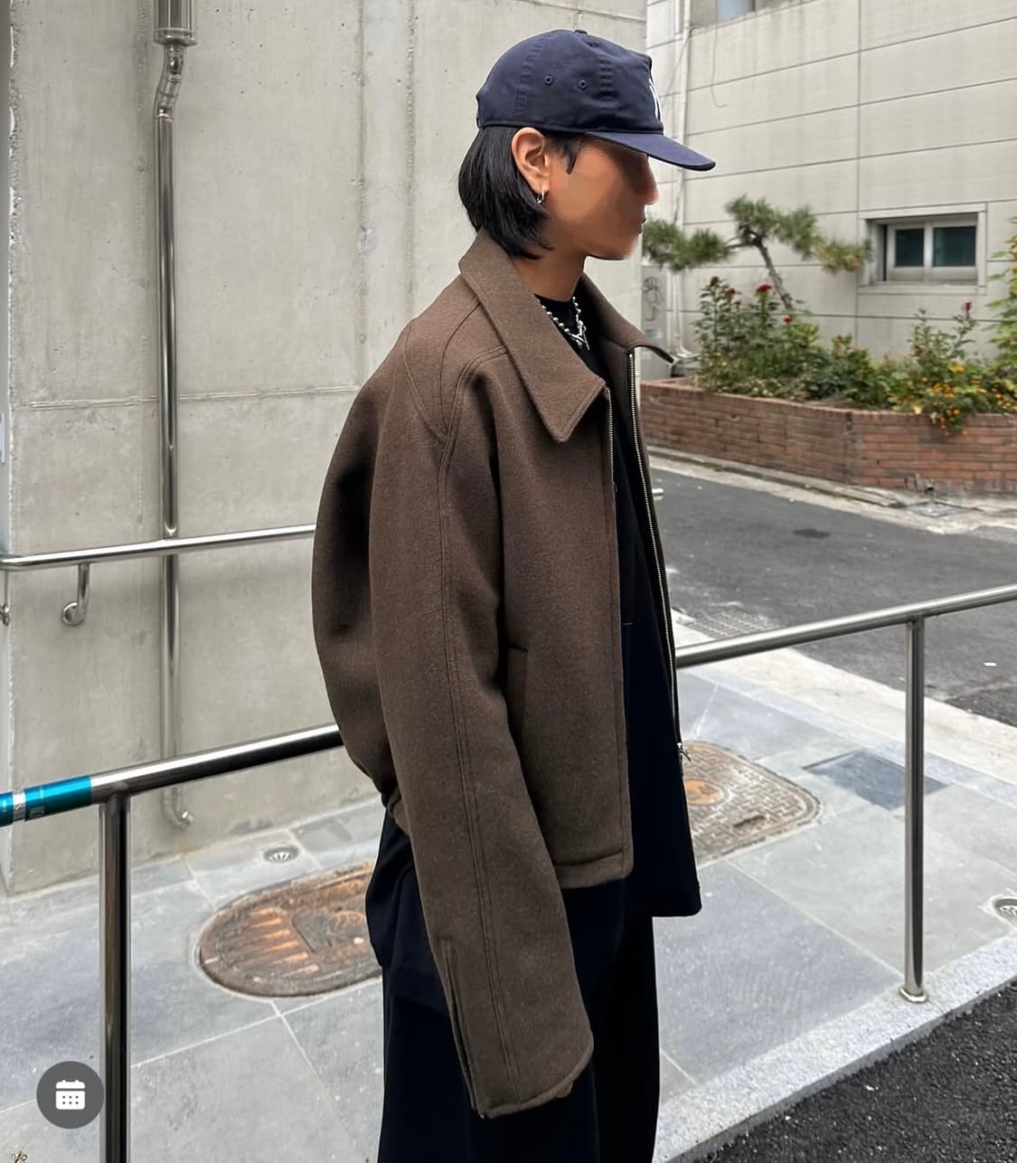 (2)논노드 크롭 디테일 울 자켓 스트라이프 브라운 상품이미지2