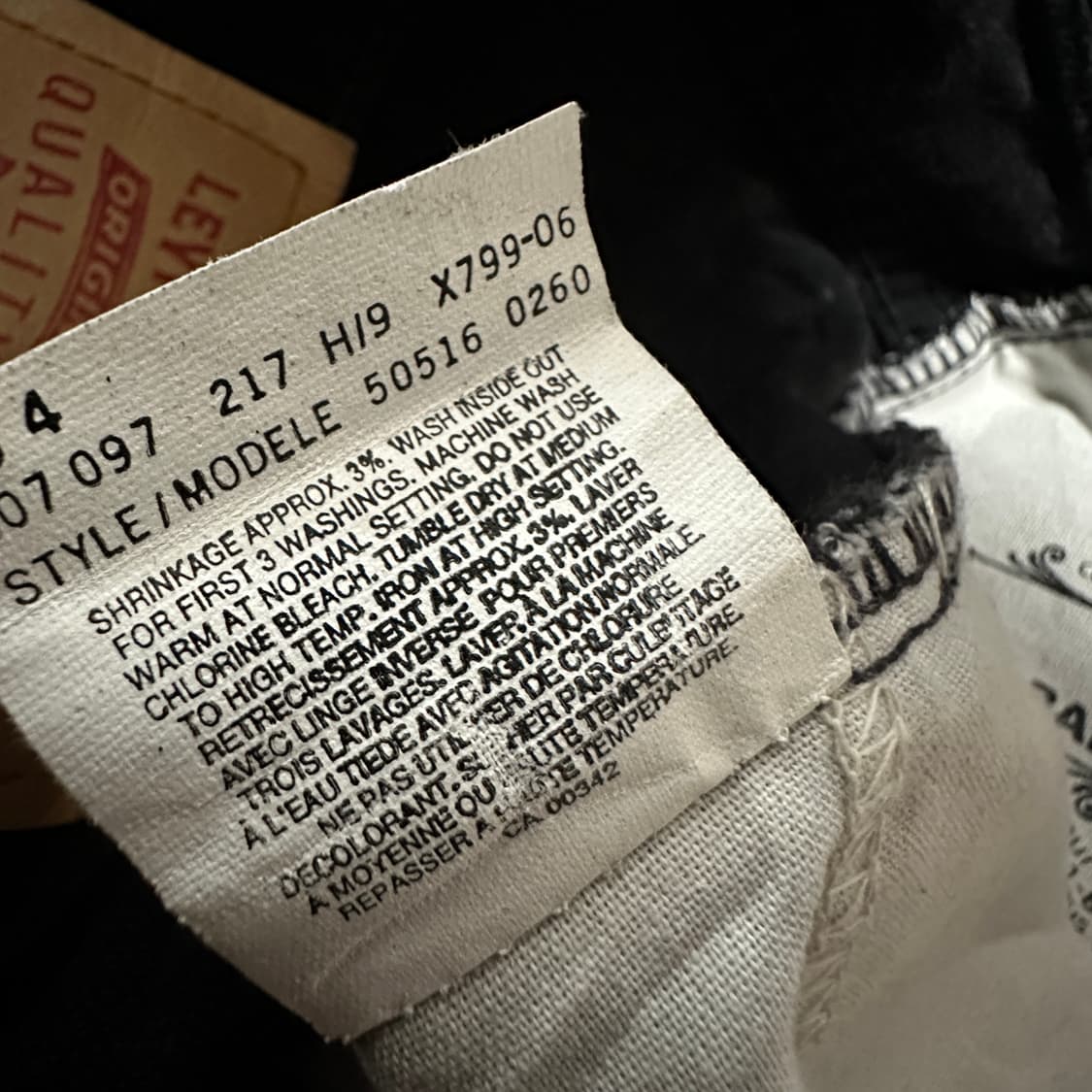 LEVI'S 516 90's canada made black jeans 상품이미지5