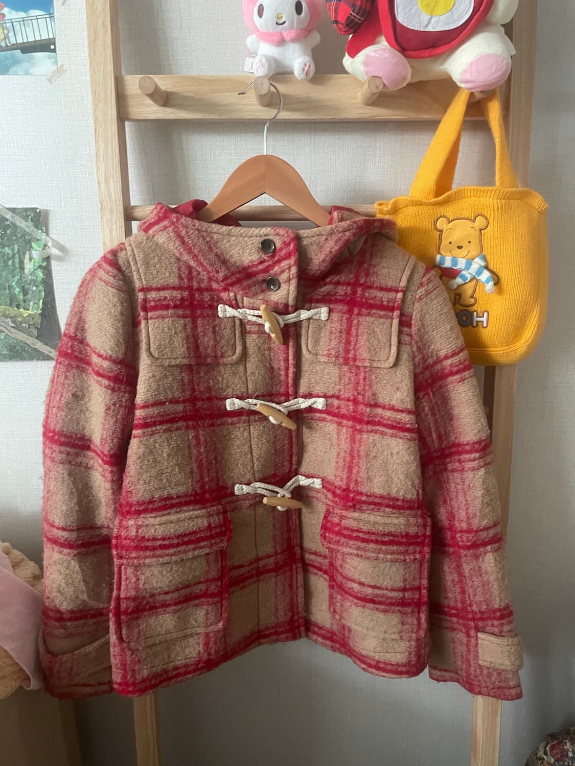 모리걸 빈티지 레드 체크 숏 떡코 상품이미지2