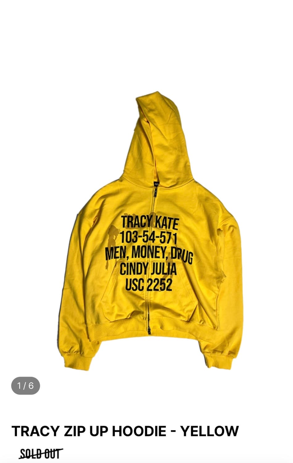 [PACO SPLY] TRACY ZIP UP HOODIE YELLOW 상품이미지1