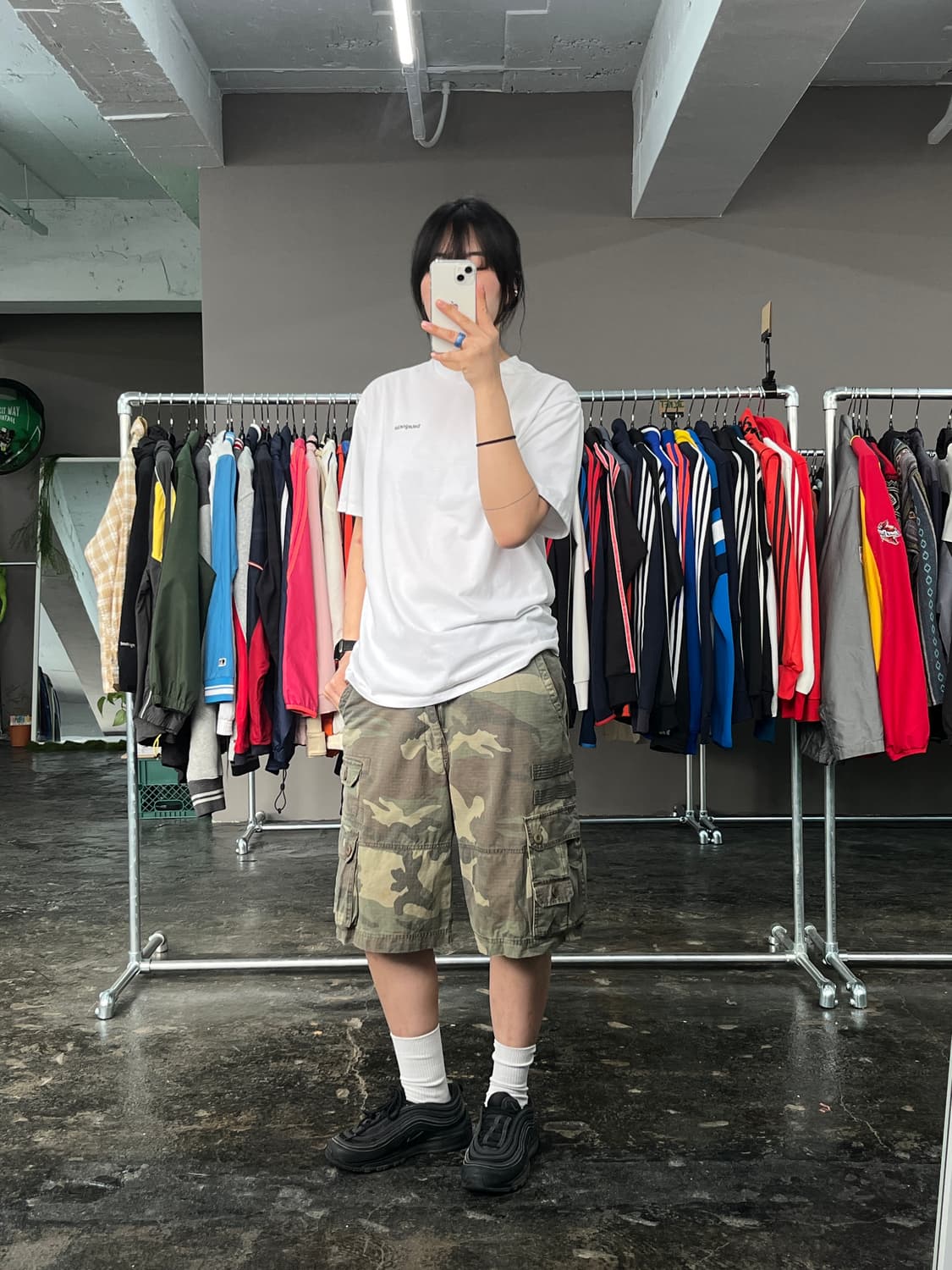 빈티지 카모플라주 카고 하프 팬츠 상품이미지6