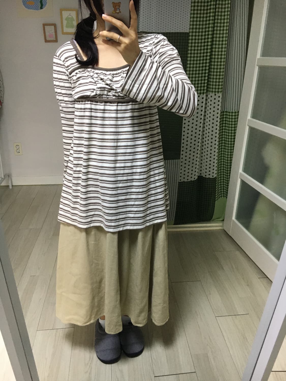 브라운 스트라이프 긴소매 티셔츠 상품이미지7