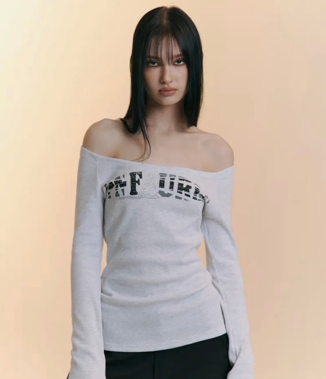 플리즈노팔로우 Jules Long Sleeve Top (화이트멜란지) 상품이미지1