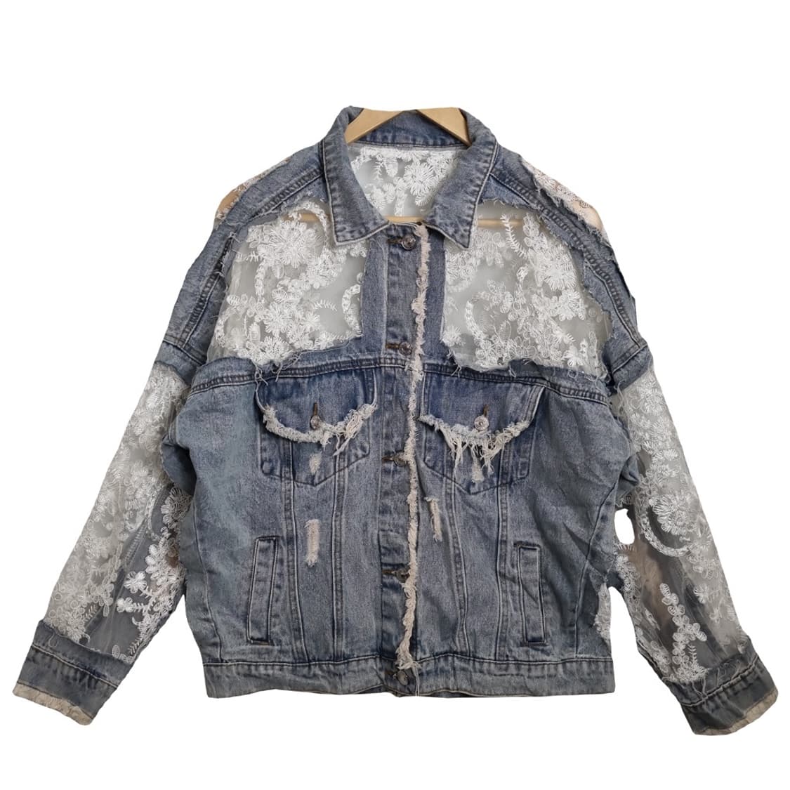 JPN 레이스 믹스 데님 자켓 상품이미지1