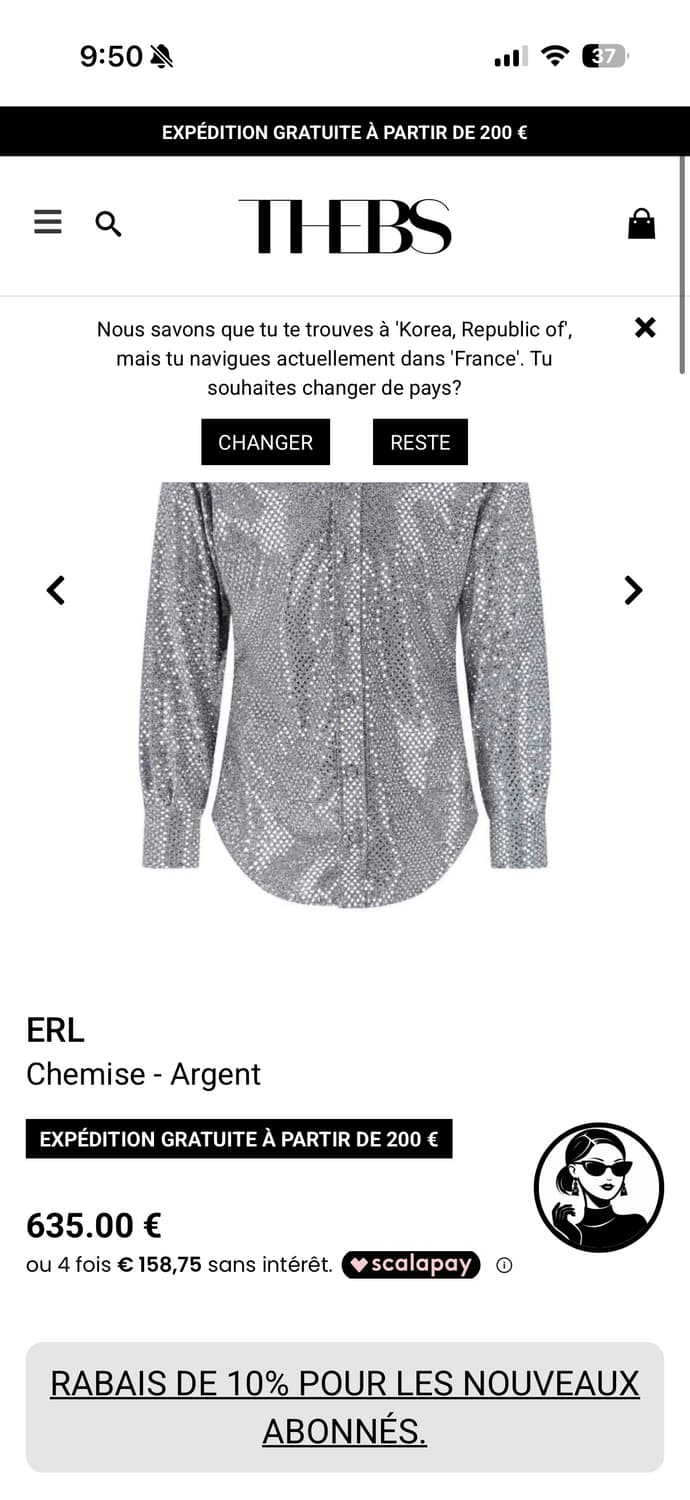 ERL 실버 시퀸 셔츠 상품이미지3