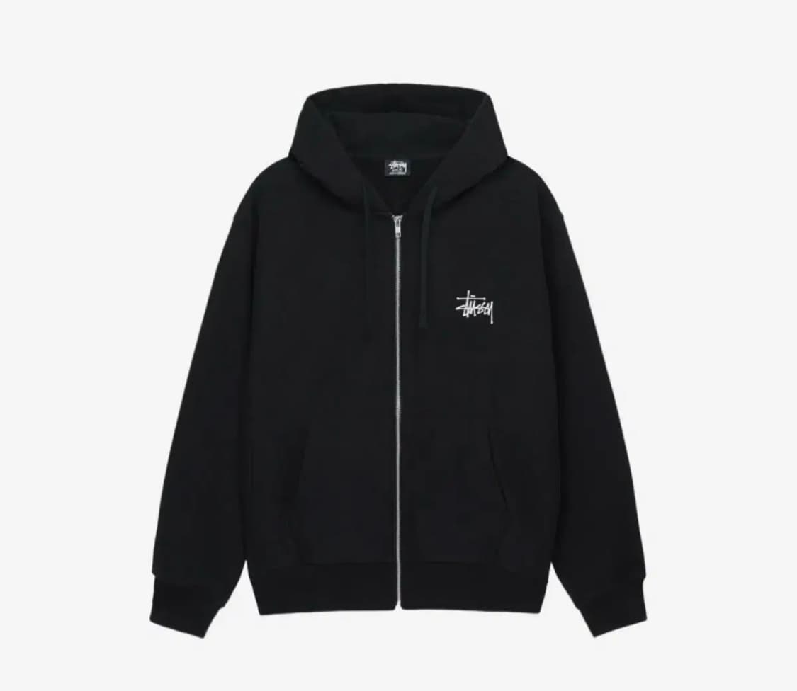 스투시 베이직 후드집업 블랙 라지 상품이미지1