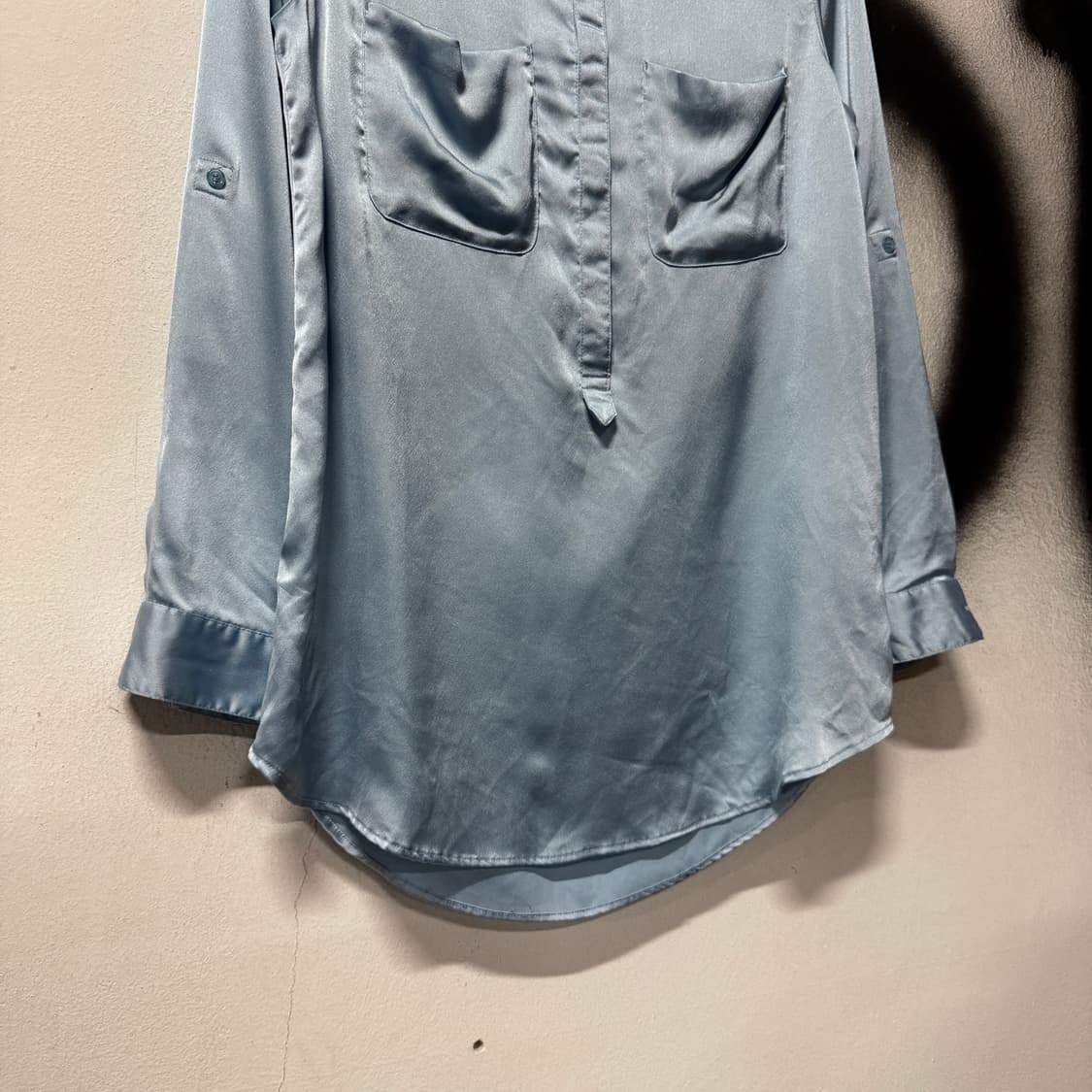 VTG 빈티지 새틴 차이나 카라 백 트임 투포켓 셔츠 상품이미지4