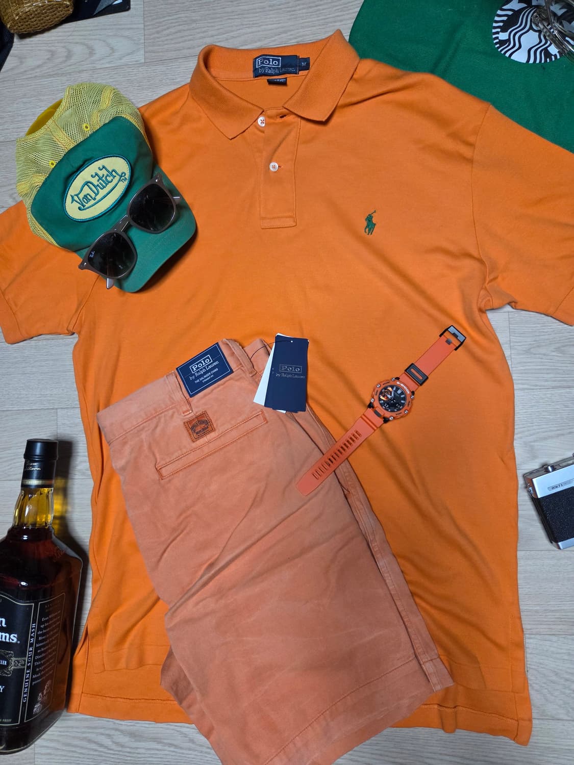 POLO RALPH LAUREN 반팔 카라티 티셔츠 주황 그린 상품이미지2
