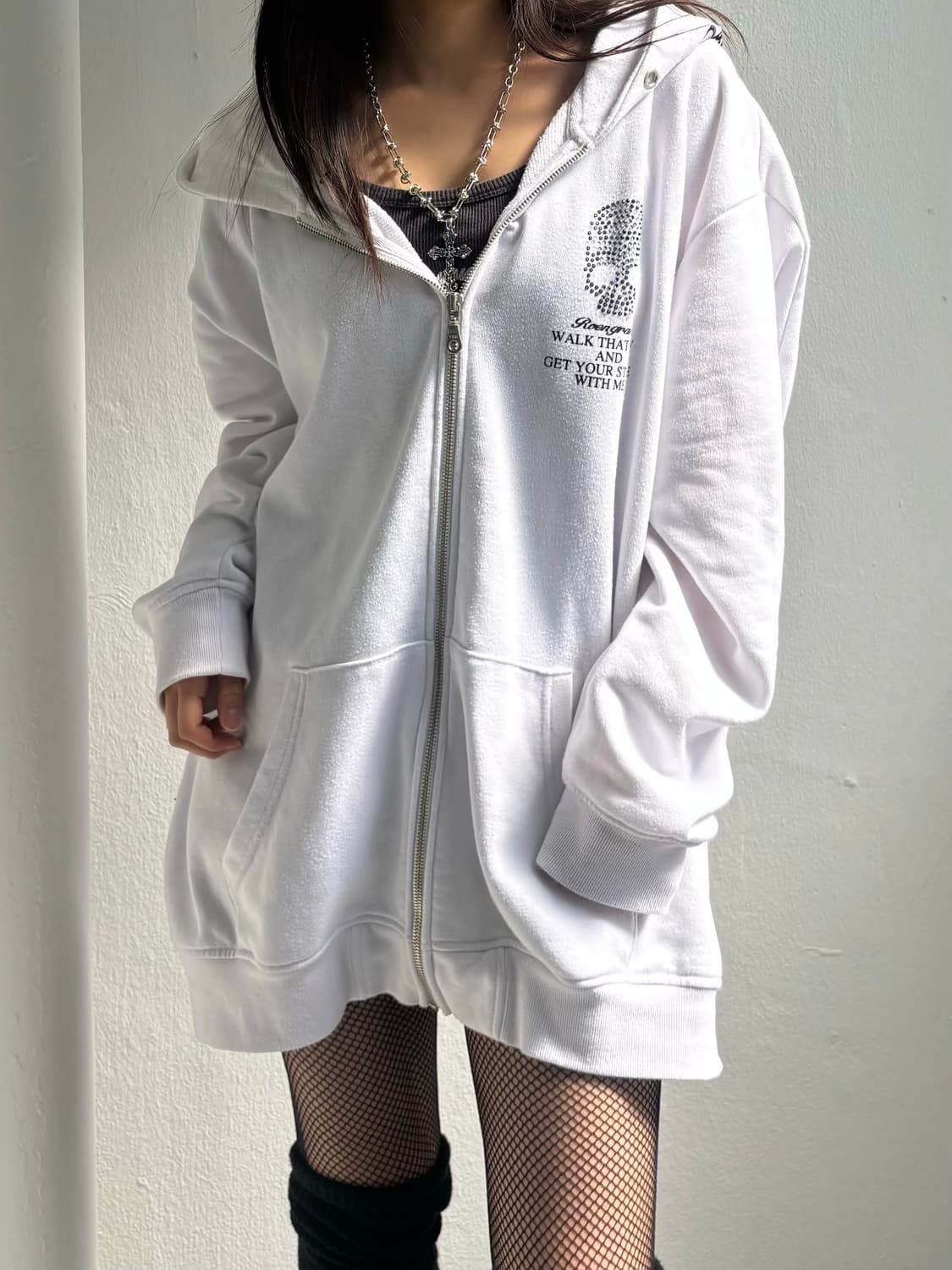 Japanese Vintage White Skull Hood Zip-Up 상품이미지5