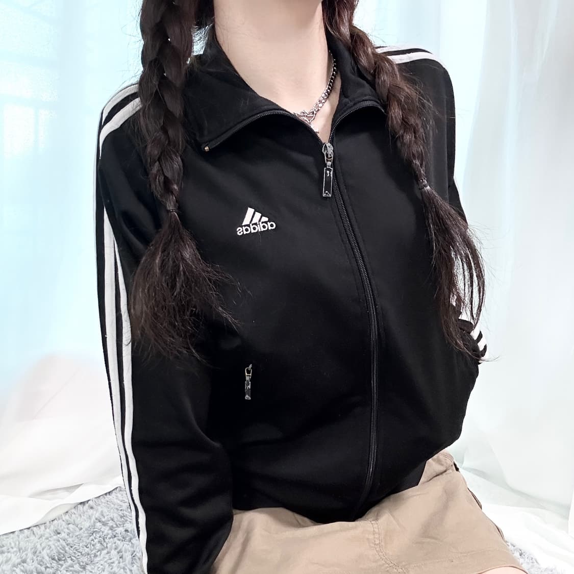 아디다스 자수로고 블랙 삼선 져지 상품이미지4