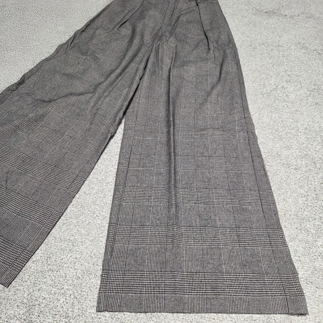 GU 글렌체크 밴딩 원턱 와이드 팬츠 24-26 상품이미지3