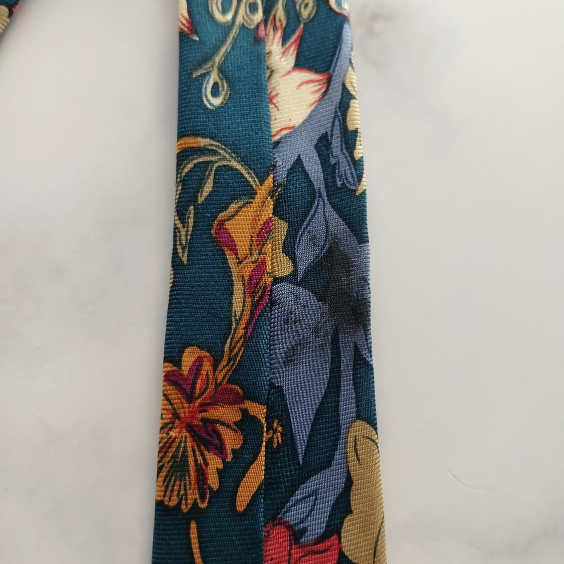 테드라피두스 실크 블루 플로럴 패턴 넥타이 9.4cm B등급 A18499 상품이미지7