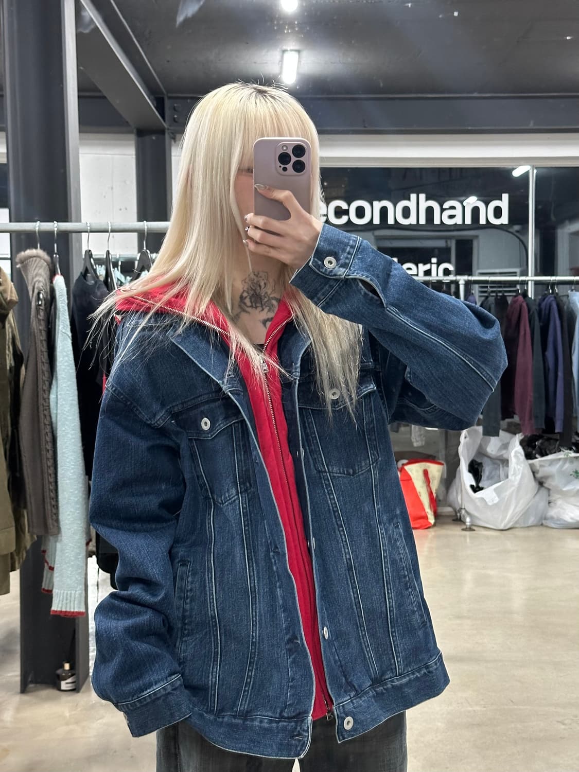 베이프 릴렉시드 샤크 데님 레이어드 후드 자켓 상품이미지5