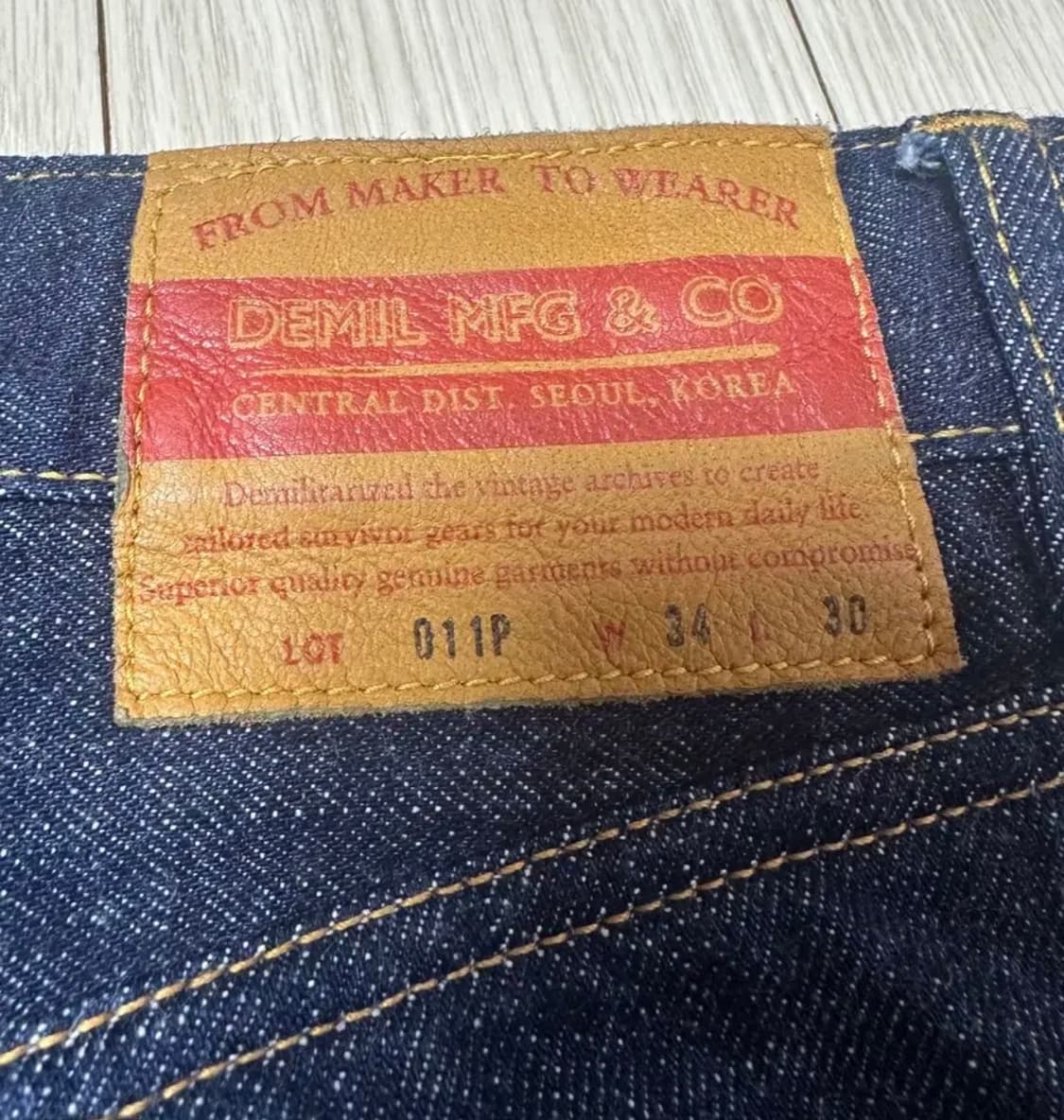 데밀 011P 셀비지 데님 W34/L30 상품이미지4