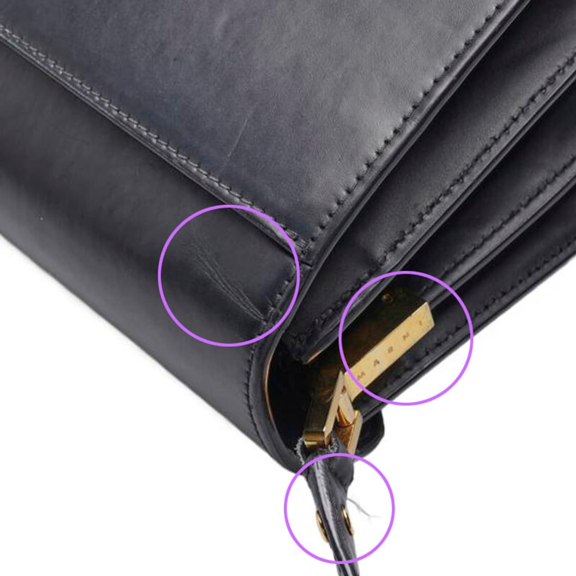 (중고) 마르니 블랙 카프스킨 트렁크 미듐 숄더백 상품이미지7