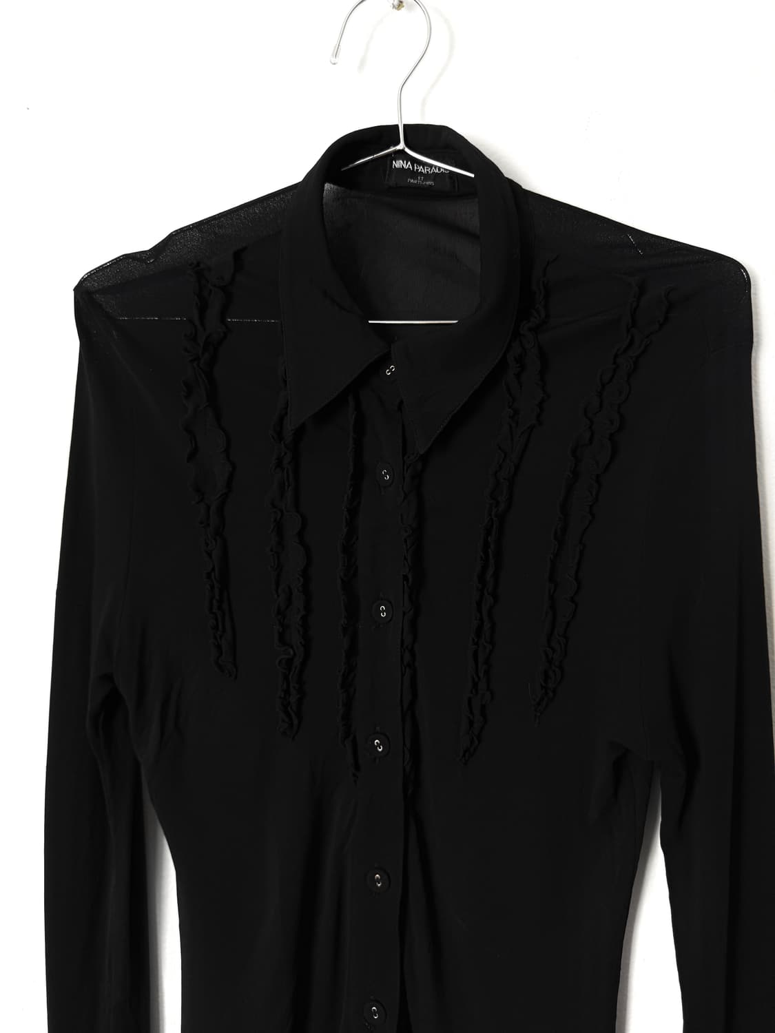 vintage black ruffle detail shirt   상품이미지4