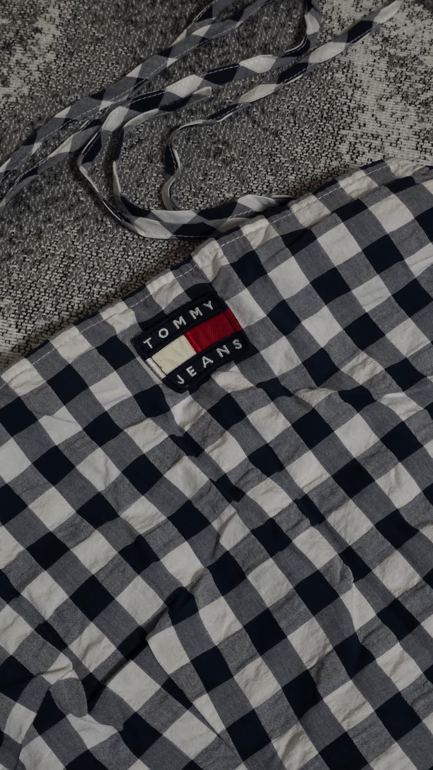 타미힐피거 타미진 오픈백 깅엄 미니 원피스 상품이미지4