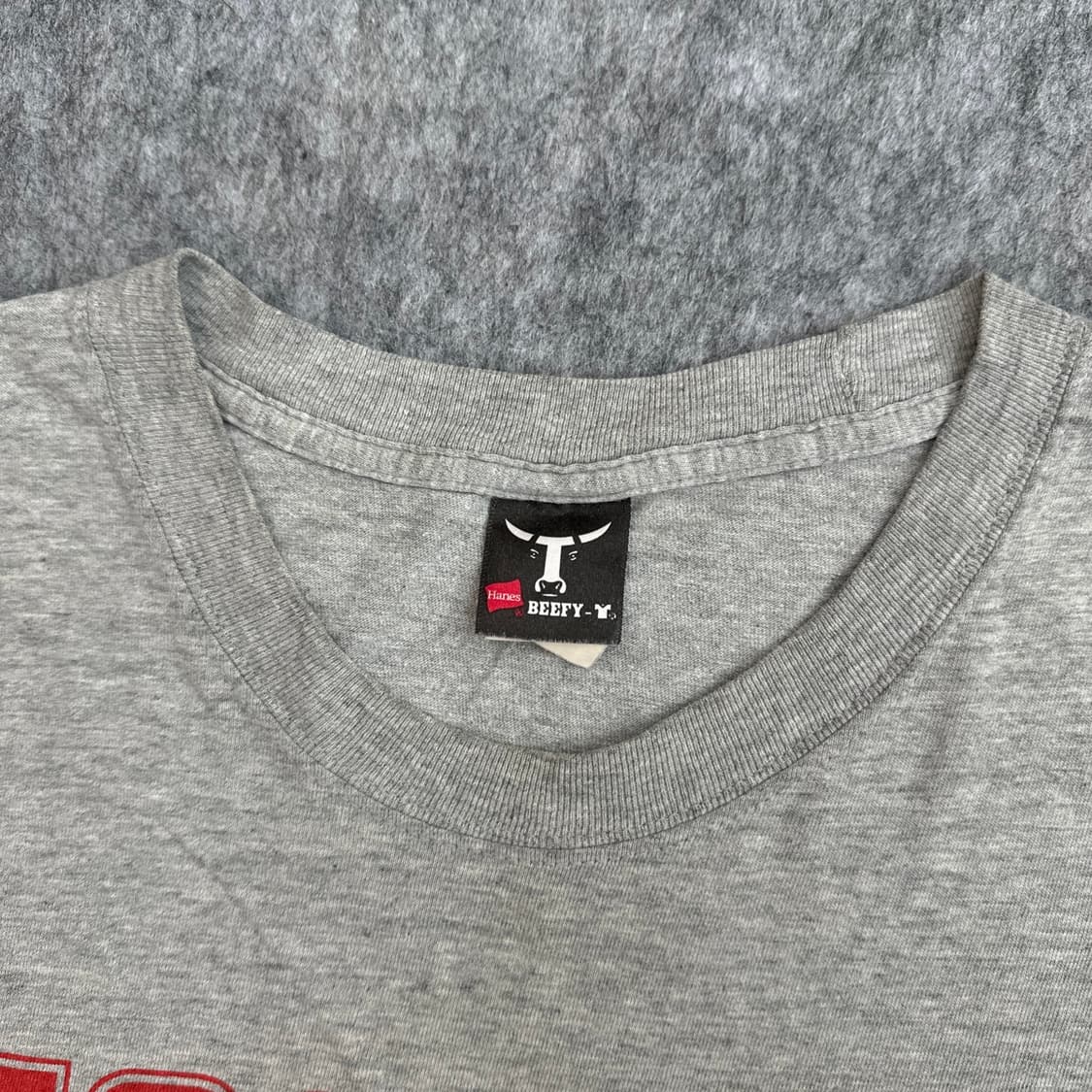 빈티지 후버 호크스 헤인즈 비피 티셔츠 XL 사이즈 그레이 Y2K 스타일 상품이미지2