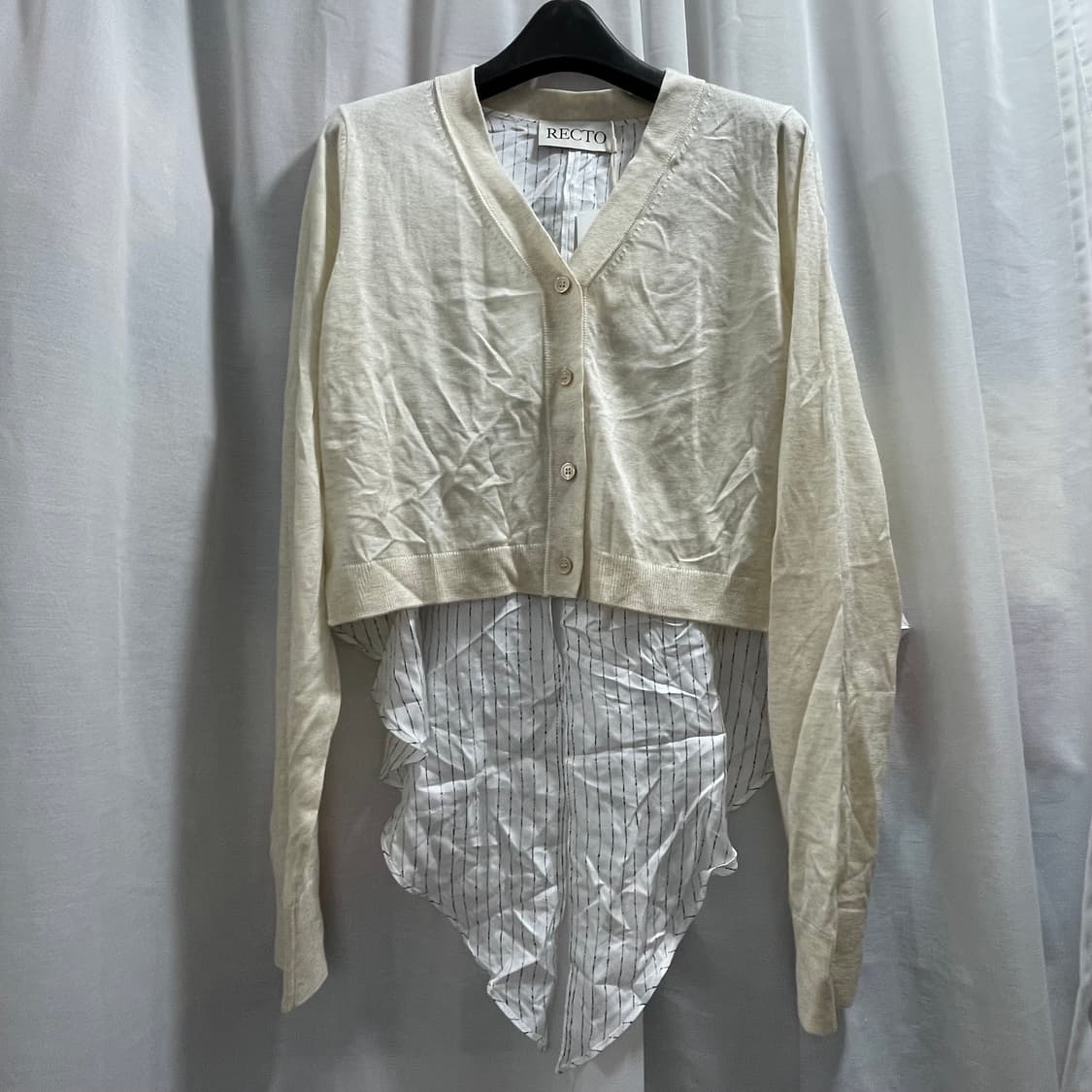 렉토/ 넵 스트라이프 스카프 백 가디건 크림/ XS 상품이미지7