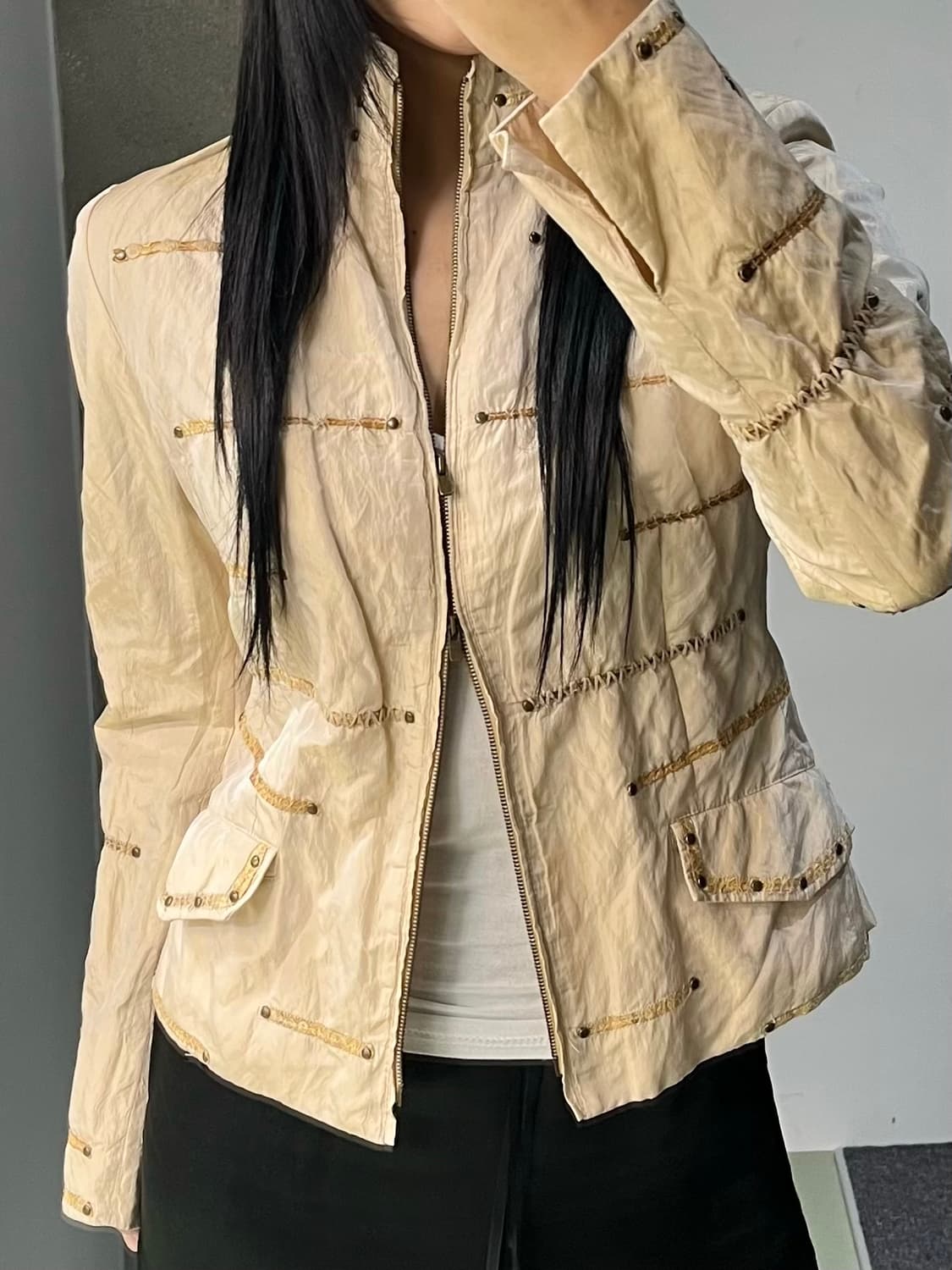 Giovanna Botticelli 투웨이 레더 스티치 자켓 상품이미지3