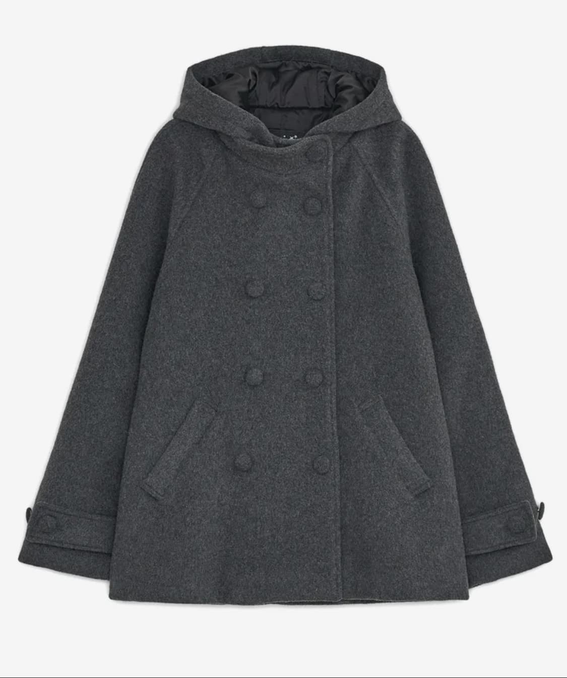 허그유어스킨 후드 하프 코트 차콜 상품이미지1