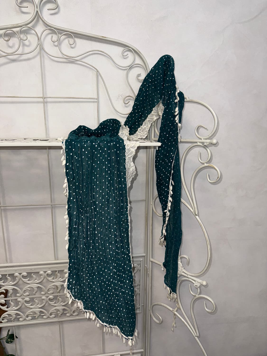 Mint white dot lace scarf  상품이미지1