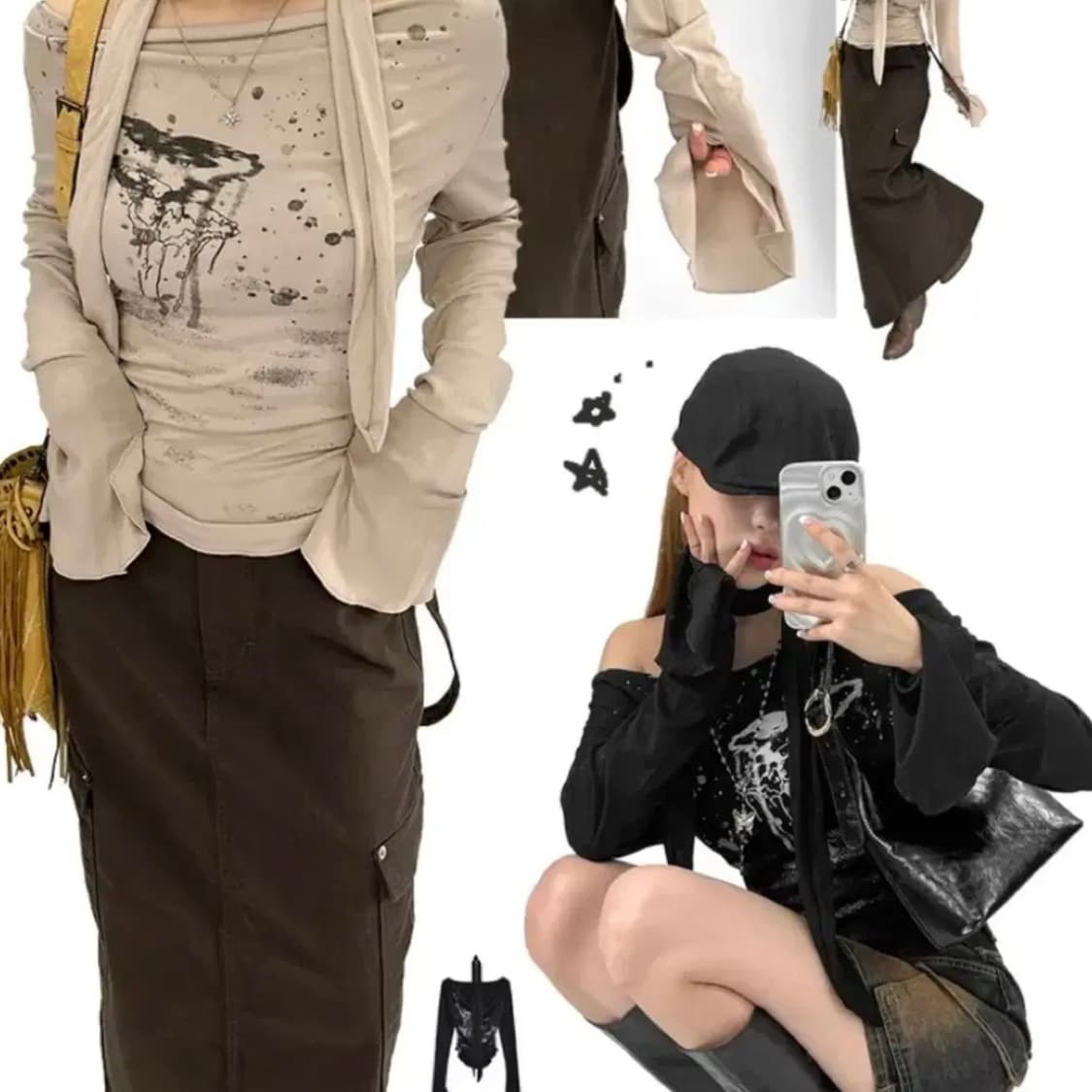 아쿠비클럽 페인팅 드롭 셔링 머플러 티 상품이미지2