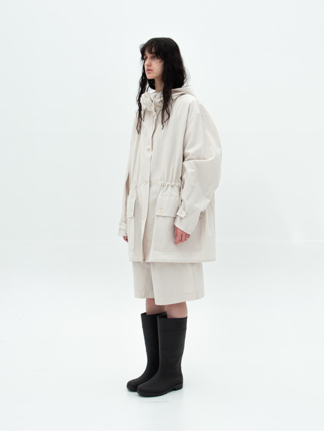 Linen hood half coat 상품이미지2