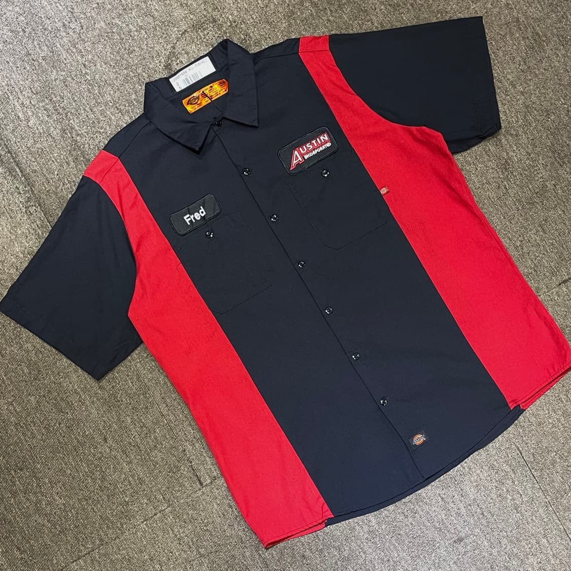 (XL) 90~00s Dickies 디키즈 반팔 워크 셔츠 패치 상품이미지1
