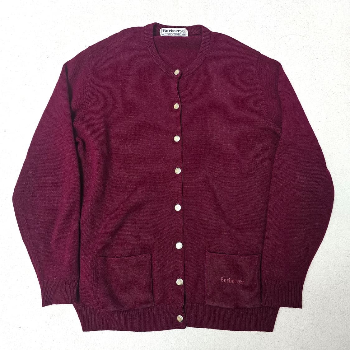 40 버버리 빈티지 램스울 금장 가디건 상품이미지1