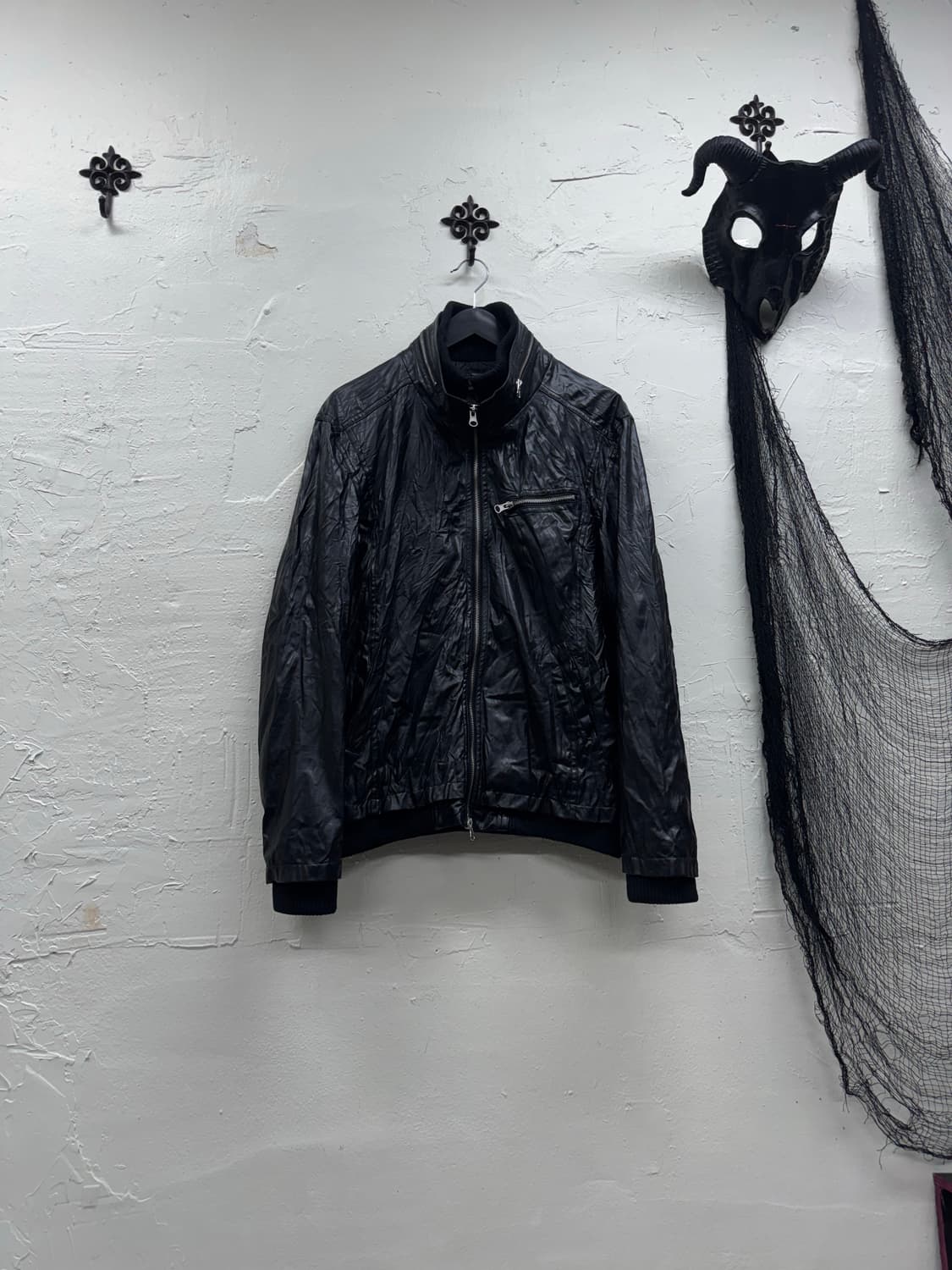 Shaggy fake leather bomber jacket 상품이미지2