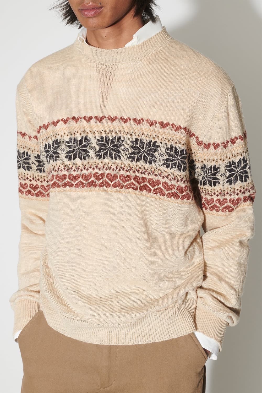 (정품/새상품) 아워레가시 남성 베이지 페어아일 린넨 니트 상품이미지6