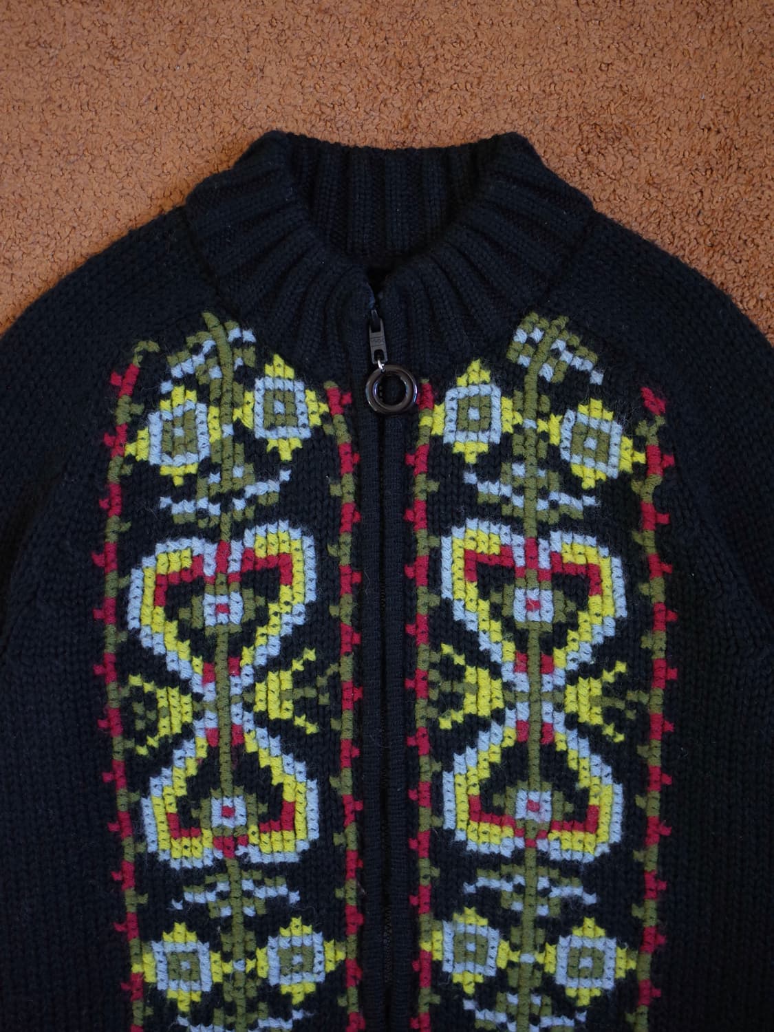 에스닉 패턴 블랙 니트집업 상품이미지2