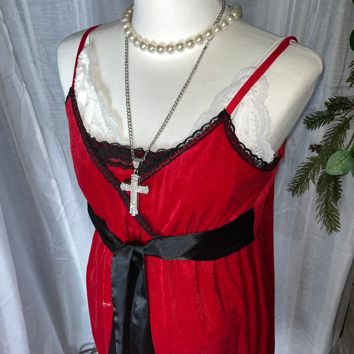 고스 레이스 벨벳 원피스  상품이미지1