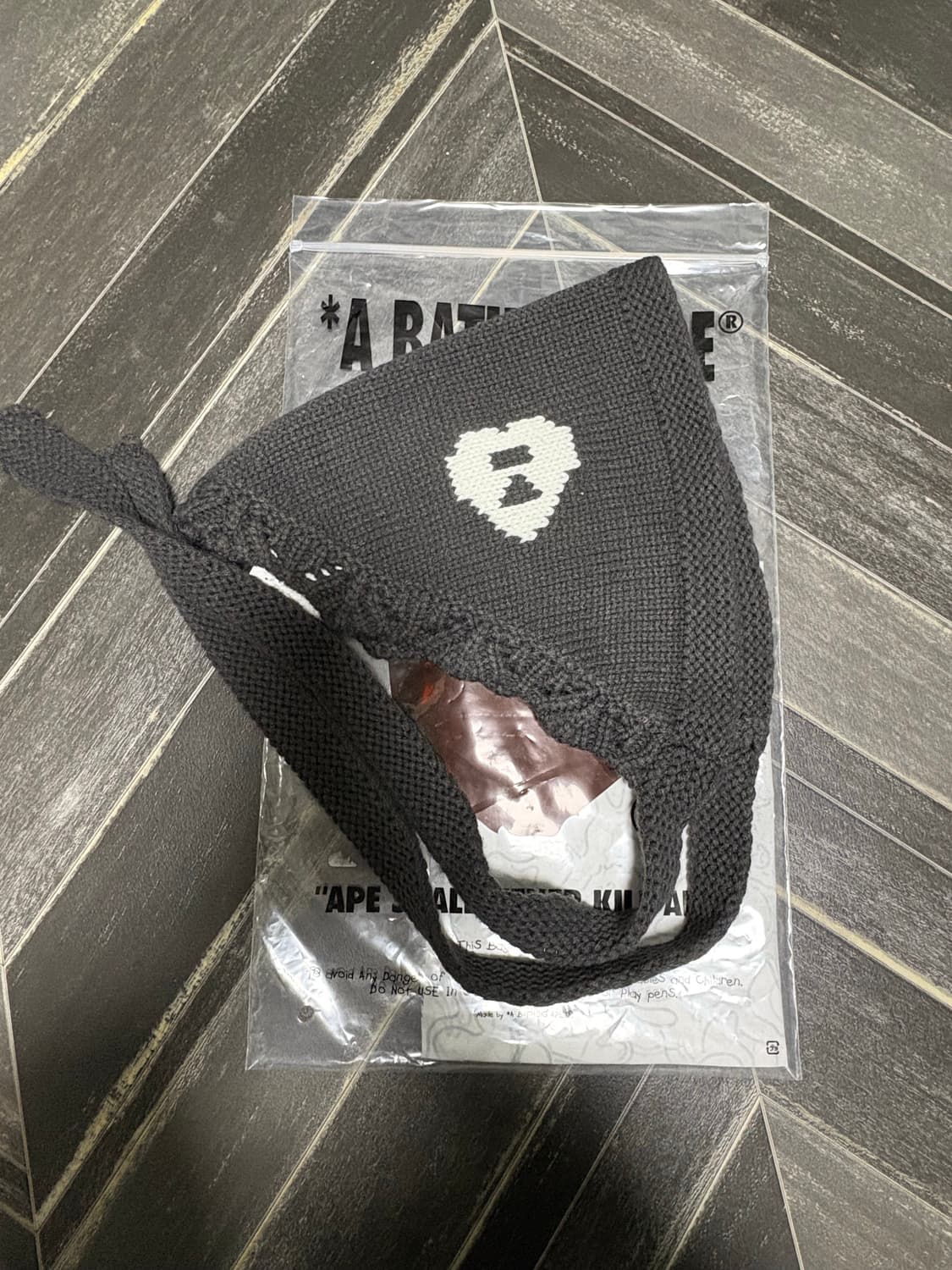 베이프 에이피 인타르시아 타이 프론트 니트 후드 모자 상품이미지4