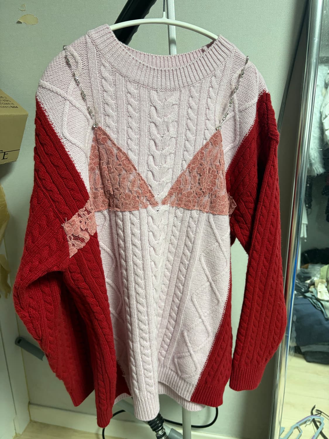 앤더슨벨 레이스 란제리 보이프렌드핏 니트 atb1183w(PINK) 상품이미지7