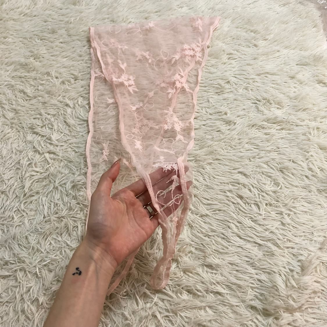 핑크 플라워 머플러 (미착용) 상품이미지2