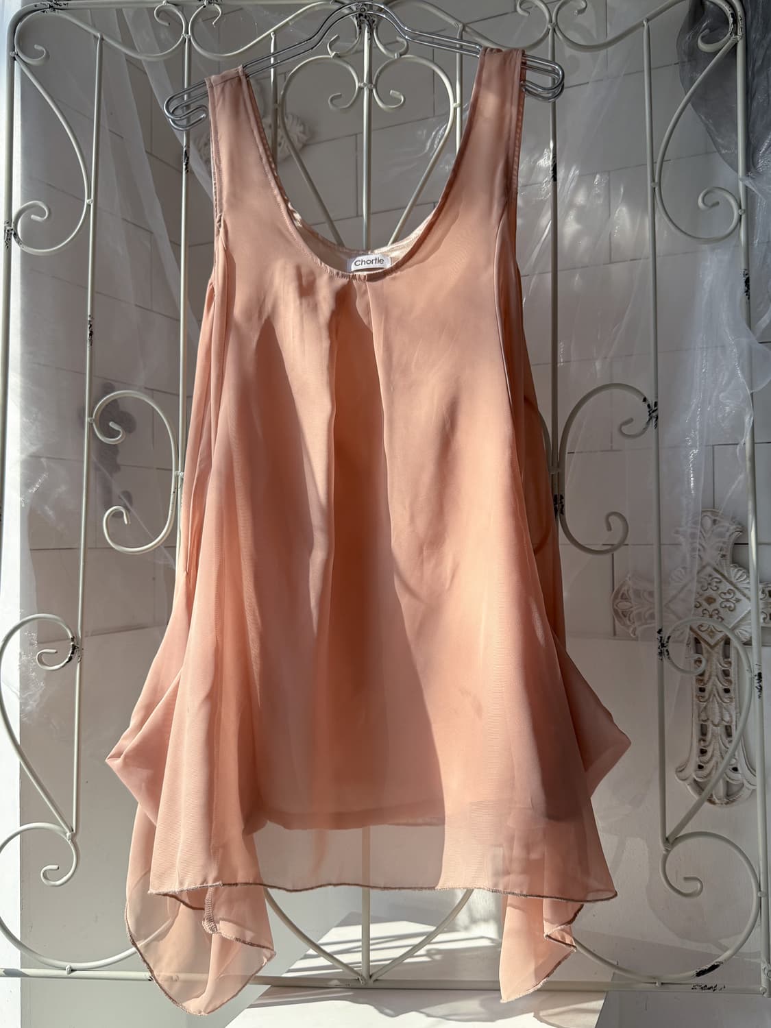 Salmon Chiffon Sleeveless Top 0327 상품이미지5