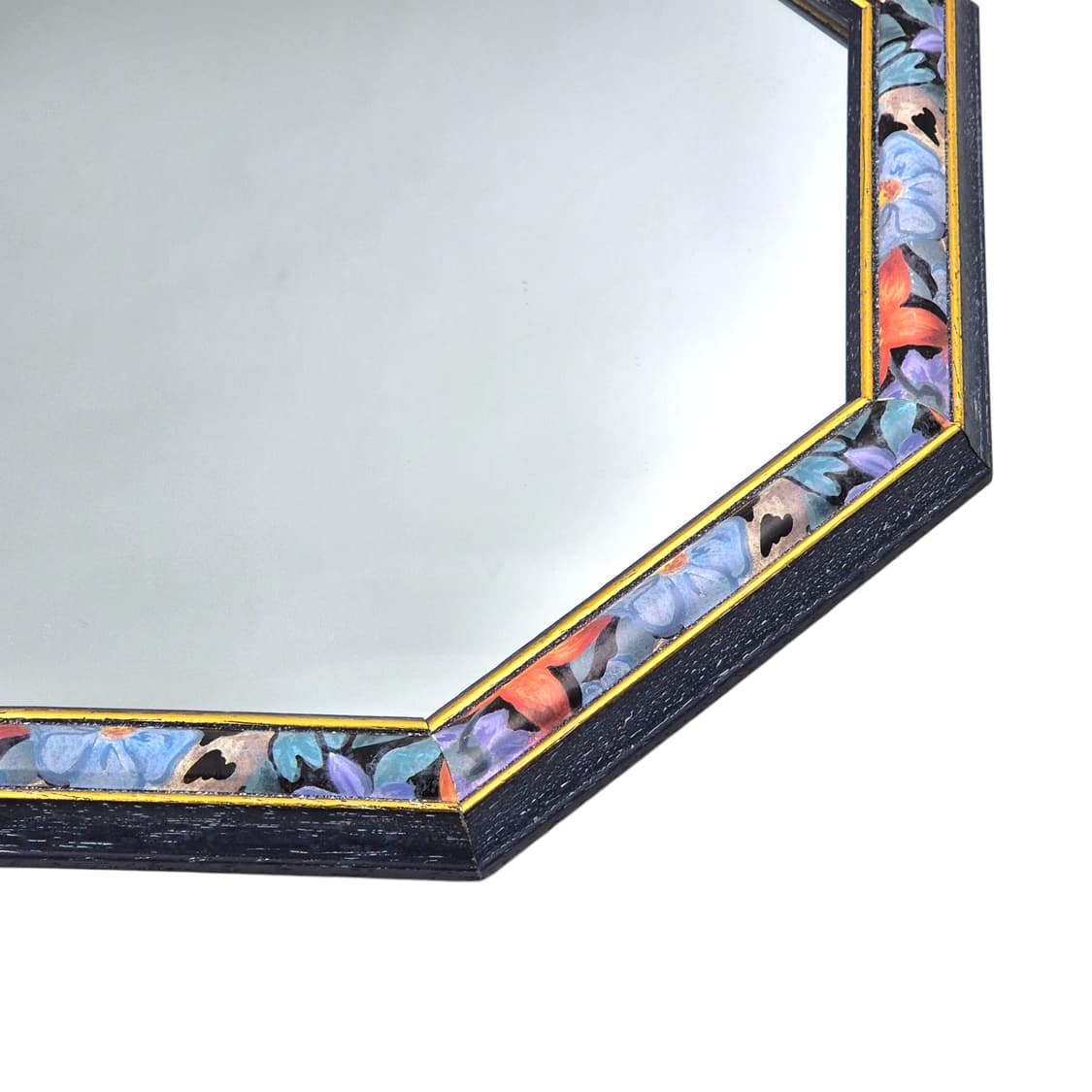 70s 이탈리아 엔틱 플로랄 8각 아트 벽거울 상품이미지4