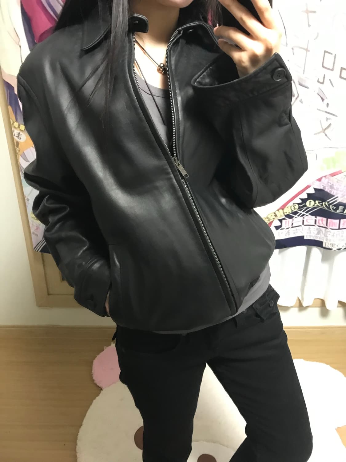 클래식 블랙 레더자켓 상품이미지1