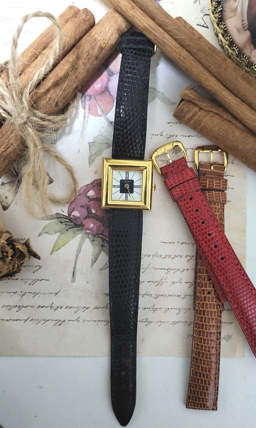 정품 쇼메 아르데코 스퀘어 쿼츠 시계 [정품 가죽줄,버클 2개 포함] 상품이미지1